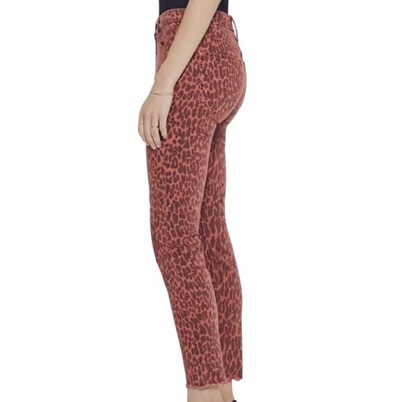 MOTHER Looker ankle fray slim skinny punk Animal Attraction leopard print red - Picture 4 of 16